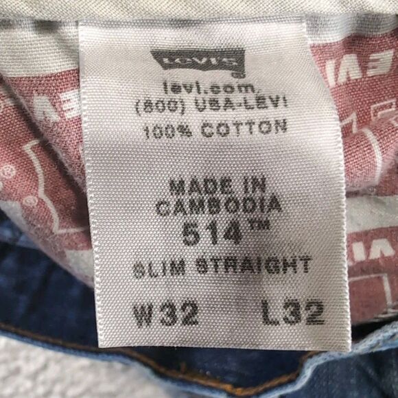 Levi's The Original Jeans 514 Men's Size 32x32 Slim Straight Blue Denim - Picture 7 of 8